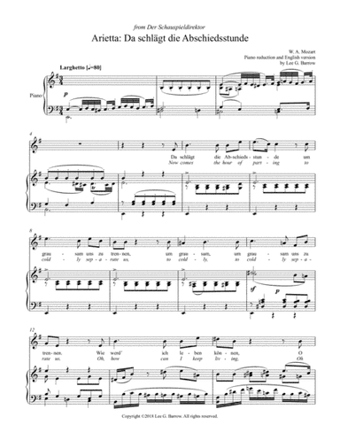Arietta: Da schlägt die Abschiedsstunde (lower key) (arr. (Editor) Lee G. Barrow)