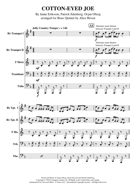 Cotton Eye Joe (arr. Alice Hoven)