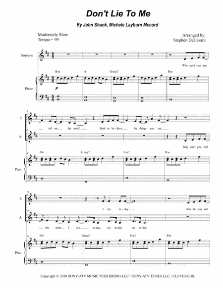 Don't Lie To Me (arr. Stephen DeCesare)