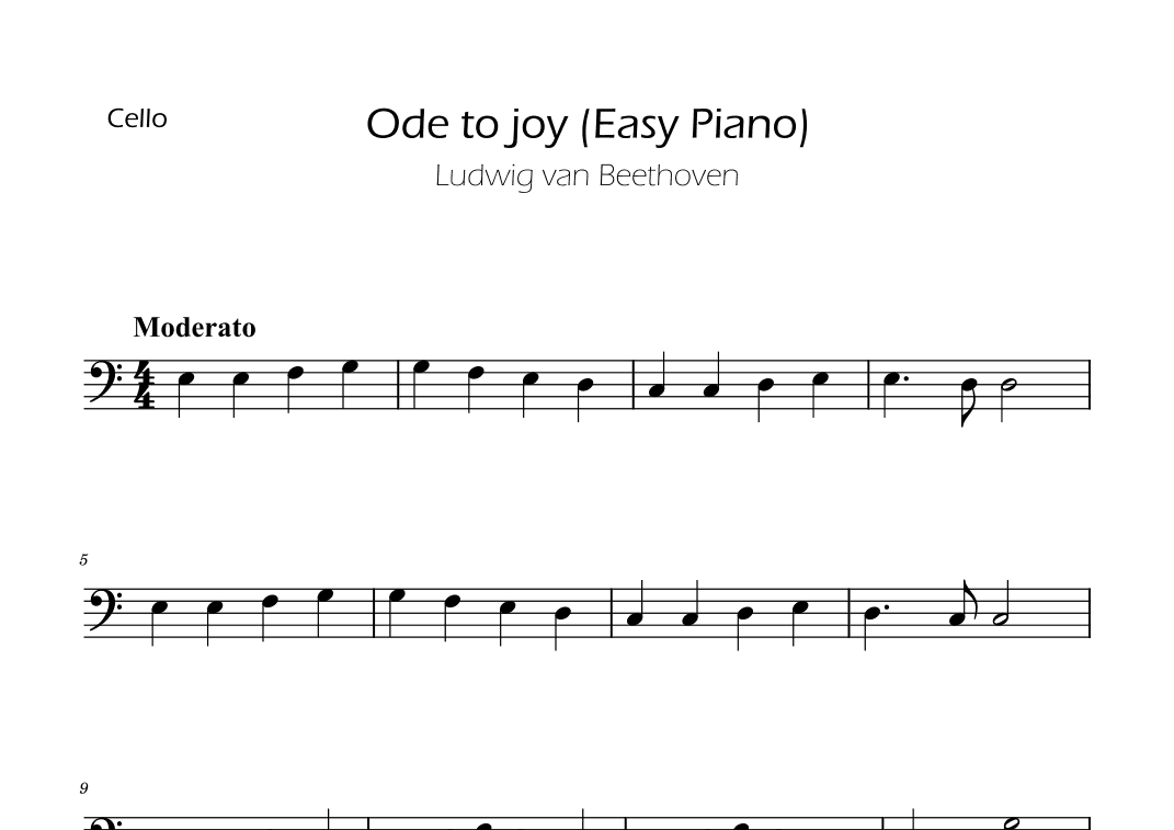 Ode To Joy - Easy Cello (arr. Ygor Nunes)