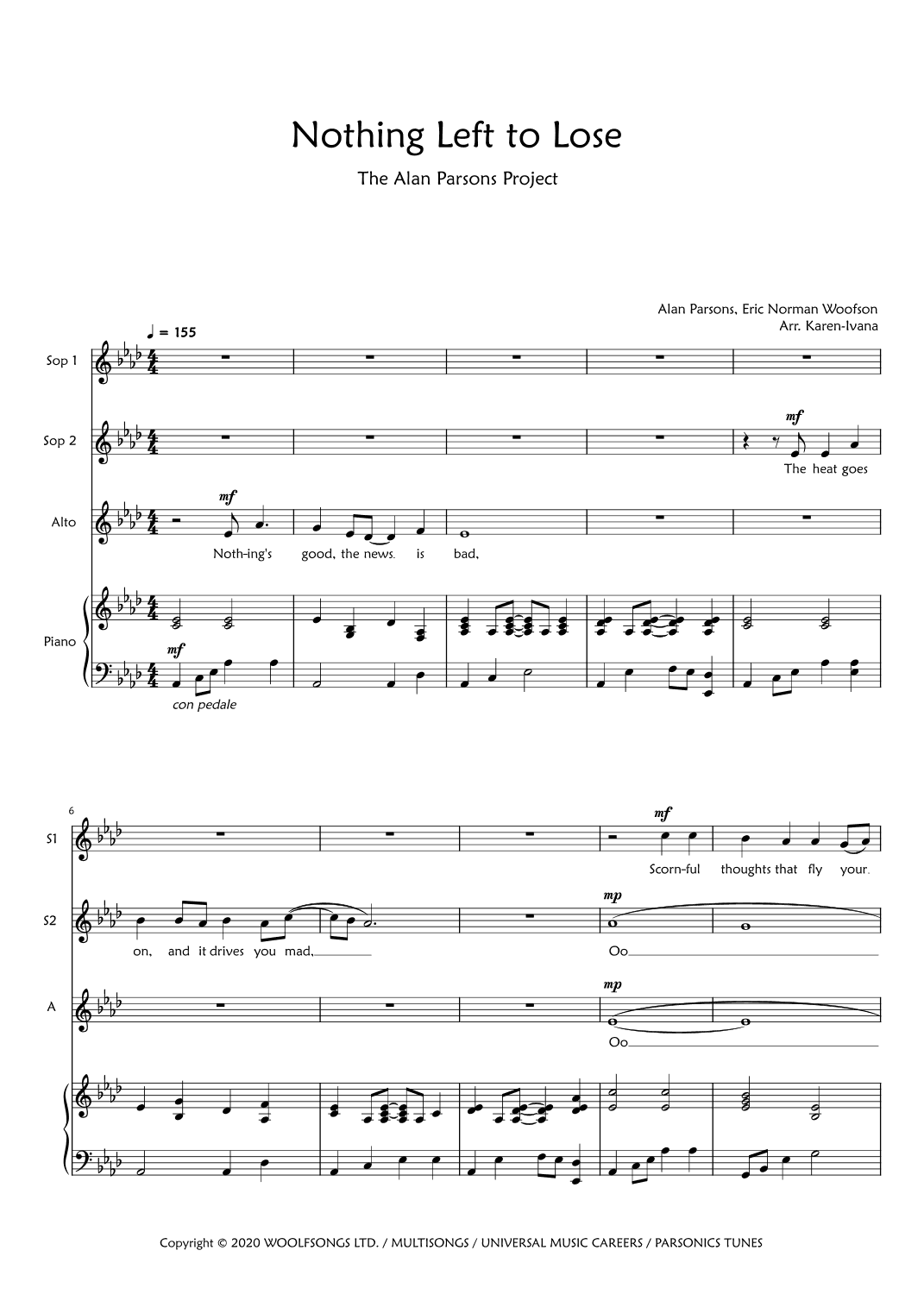 Nothing Left To Lose (arr. Karen Ivana)