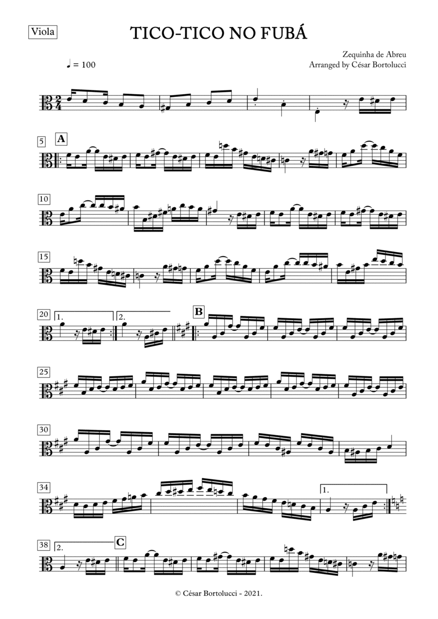 Tico-tico no Fubá - Viola Solo (arr. ACT Bortolucci)