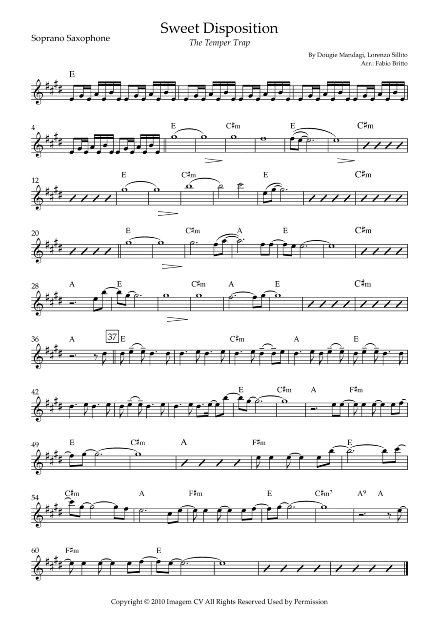Sweet Disposition (arr. Fabio Britto)