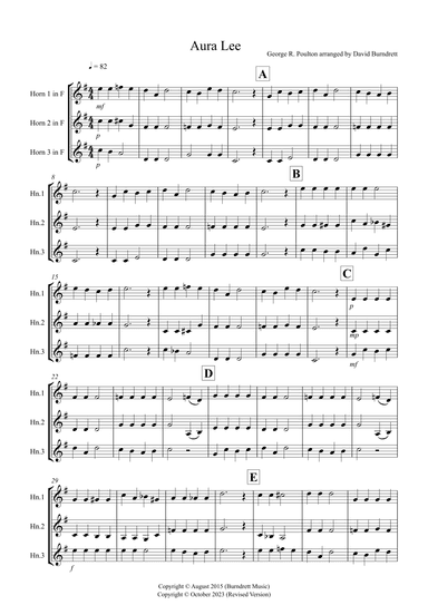 Aura Lee for Horn Trio (arr. David Burndrett)