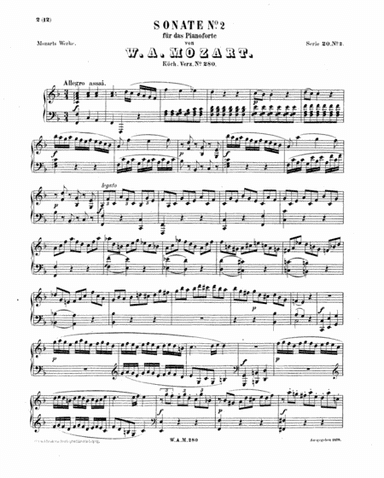 Mozart - Piano Sonata No. 2 in F major (arr. Wesley Mekilis)