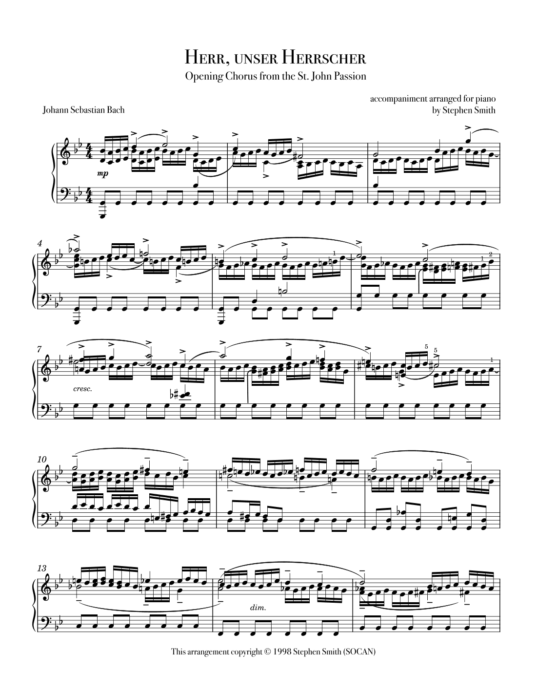 Herr, unser Herrscher (Opening Chorus from the St. John Passion) (arr. Stephen Smith)