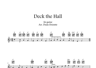 Deck the Halls  (F major - guitar TABS - no lyrics) (arr. Duda Oriontte)