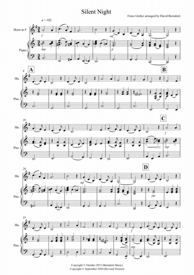 Silent Night for French Horn and Piano (arr. David Burndrett)