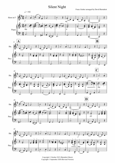 Silent Night for French Horn and Piano (arr. David Burndrett)