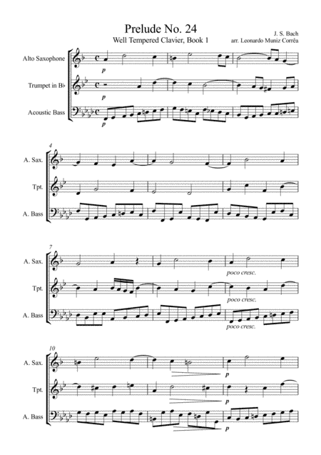 Prelude No. 24 - Well Tempered Clavier, Book 1 - J. S. Bach (arr. Leonardo Muniz Corrêa)