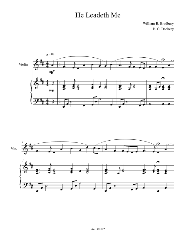 He Leadeth Me (Violin Solo with Piano Accompaniment) (arr. B. C. Dockery)