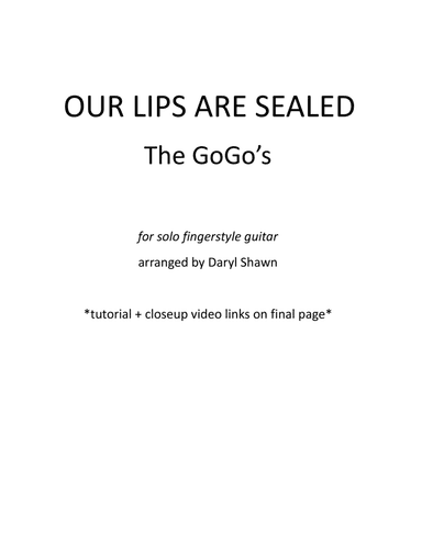 Our Lips Are Sealed (arr. Daryl Shawn)