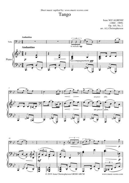 Tango - Tuba and Piano (arr. Anne L Christopherson GRSM ARCM)