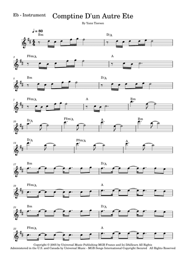 Comptine D'un Autre Été: L'après-midi (arr. Fabio Eduardo de Oliveira)