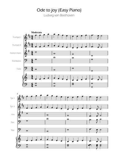 Ode To Joy - Easy Brass Quintet w/ piano accompaniment (arr. Ygor Nunes)