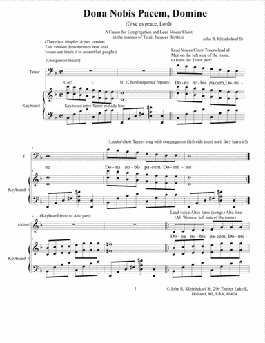 Composed for Choir to lead the assembly; 4-part Round.  New. Be the first to sing it!