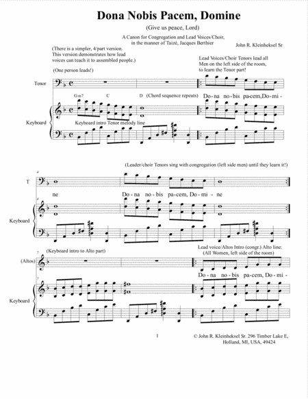 Composed for Choir to lead the assembly; 4-part Round.  New. Be the first to sing it!