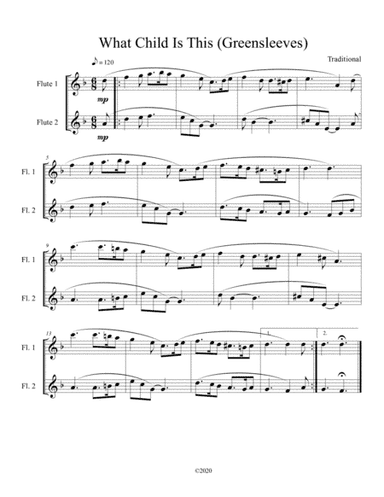 What Child Is This (Greensleeves) for flute duet (arr. B C Dockery)