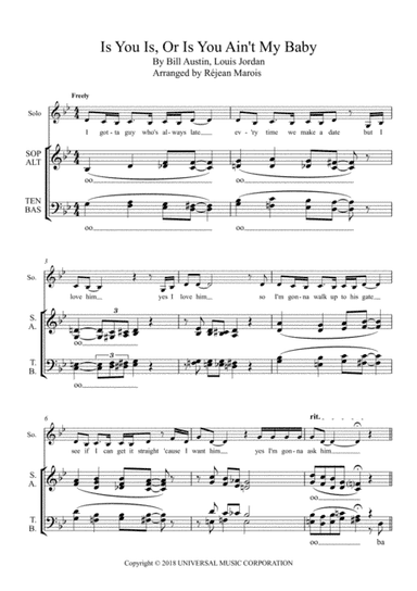 Is You Is, Or Is You Ain't My Baby (arr. Réjean Marois)