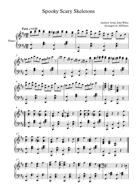 Spooky Scary Skeletons (arr. SDPiano)