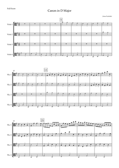 Canon (Johann Pachelbel) for Viola Quartet in G Major (arr. Fabio Britto)
