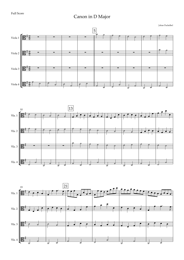 Canon (Johann Pachelbel) for Viola Quartet in G Major (arr. Fabio Britto)