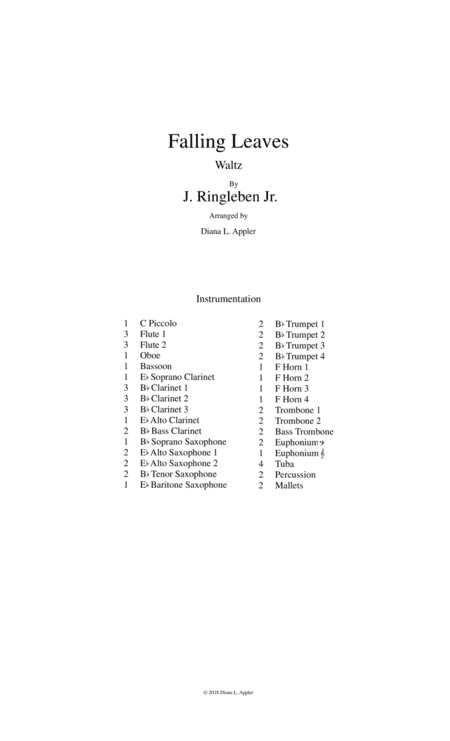 Falling Leaves Waltz (score only) (arr. Diana L. Appler)