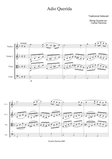 Adio Querida (arr. Carlos Ramírez Guzmán)