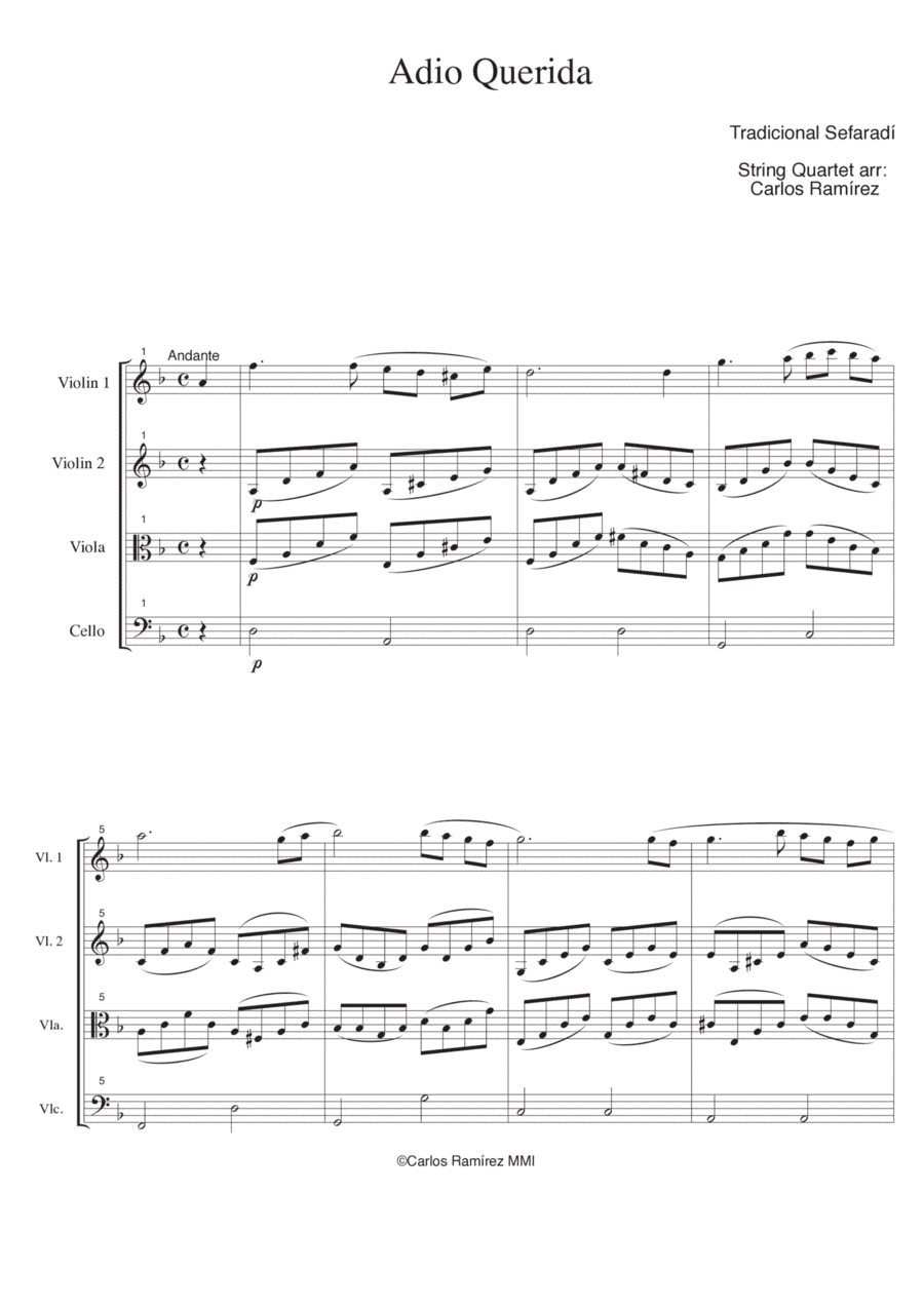 Adio Querida (arr. Carlos Ramírez Guzmán)