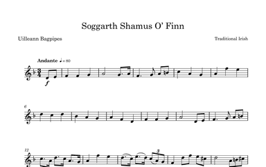 Soggarth Shamus O' Finn for Uilleann Bagpipes (arr. Doug Clyde)