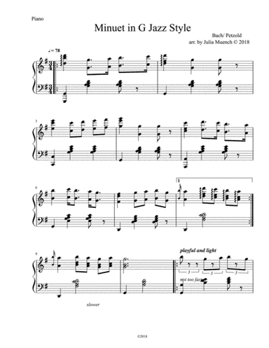 Minuet in G Jazz Style (arr. Julia Muench)