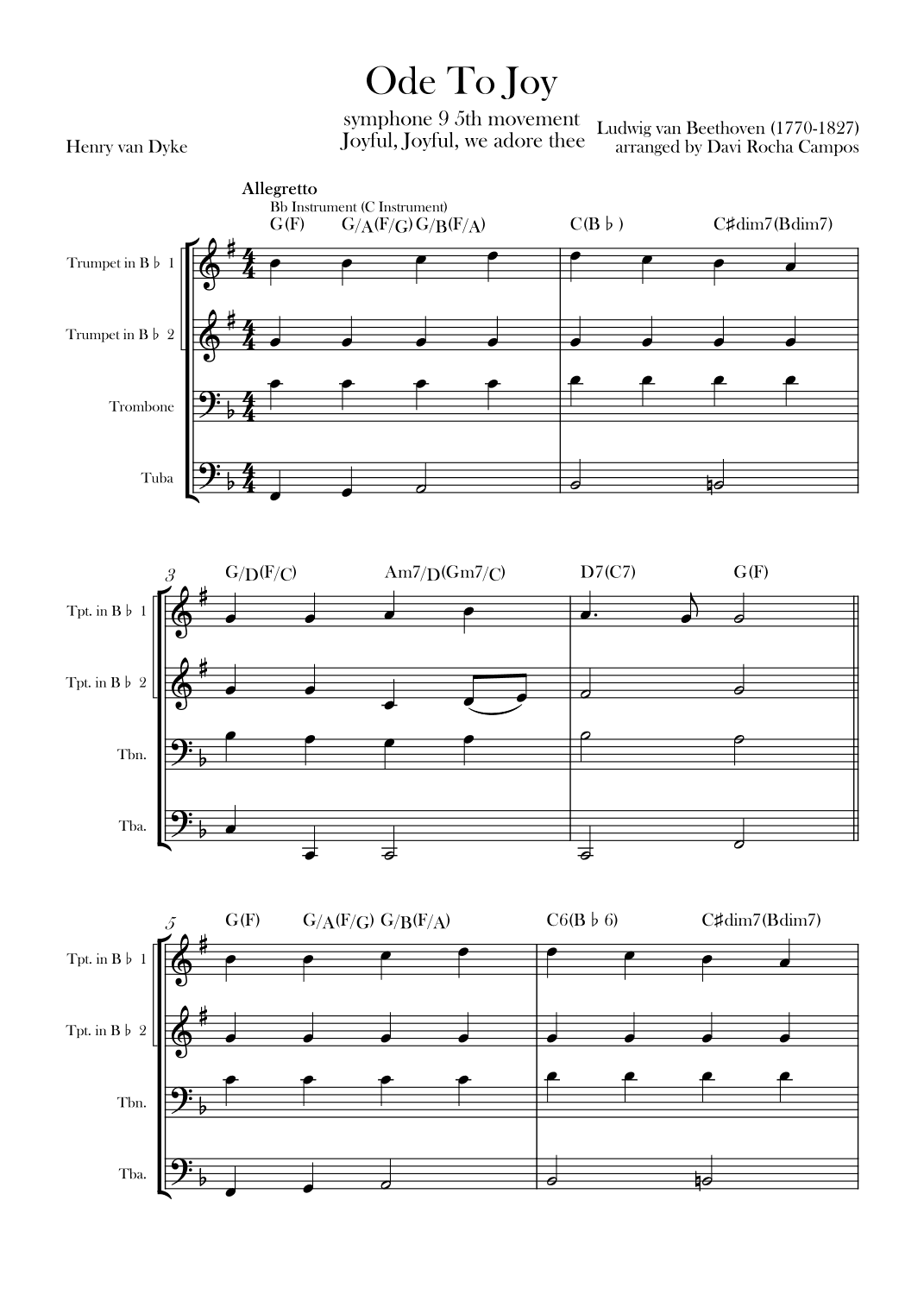Ode To joy (Symphony 9 5th movement) (arr. Davi Rocha Campos)