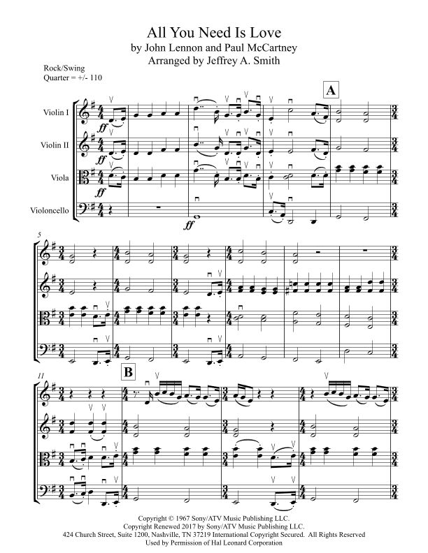 All You Need Is Love (arr. Jeffrey A. Smith)