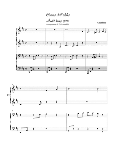 Auld lang syne 4 hands (arr. Ester Alessandrini)