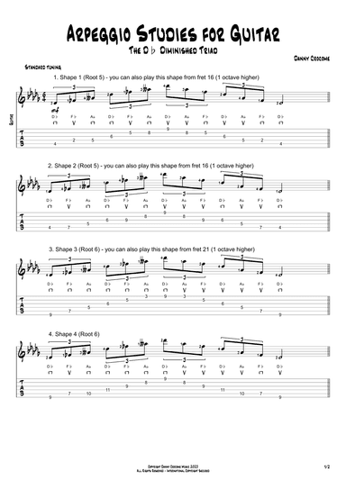Arpeggio Studies for Guitar - The Db Diminished Triad