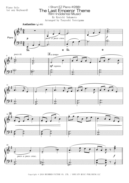 The Last Emperor Theme (arr. Tsuyoshi Yoroiguma)