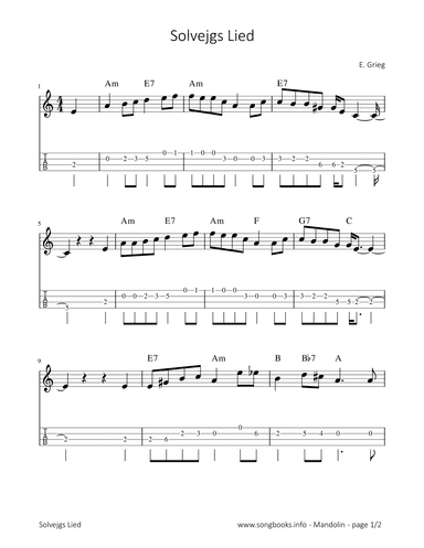 Solvejgs Lied - E. Grieg (arr. songbooks.info)