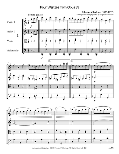 Four Waltzes from Opus 39 (arr. Stephen Levintow)
