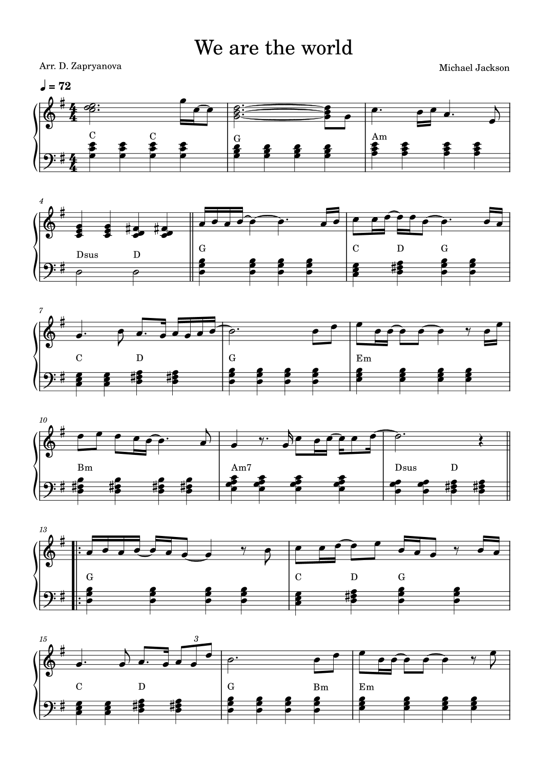 We Are The World (arr. Desislava Zapryanova)