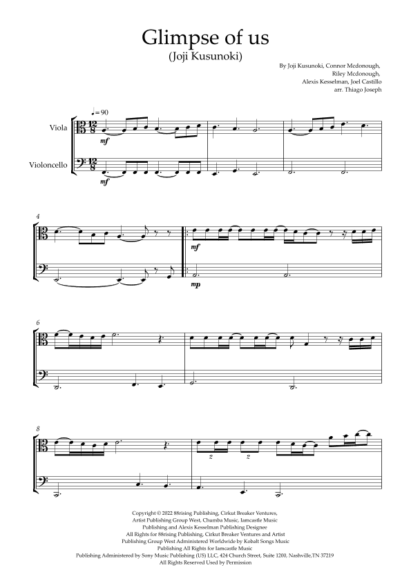 Glimpse Of Us (arr. Thiago Joseph)