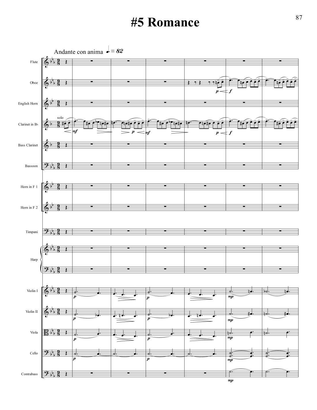 S. Rachmaninov - "Romance", #5, Op. 11, Orchestrated by A. Leytush - Score Only