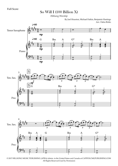 So Will I (100 Billion X) (arr. Fabio Britto)