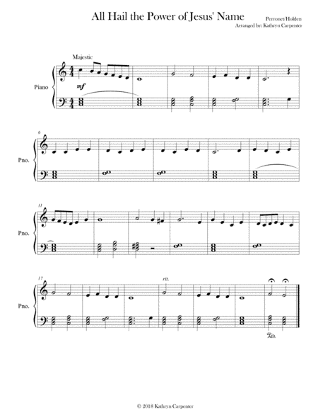 All Hail the Power of Jesus' Name (C major) (arr. Kathryn Carpenter)