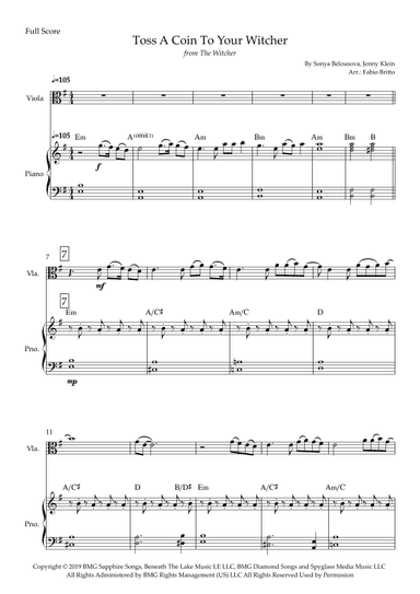 Toss A Coin To Your Witcher (arr. Fabio Britto)