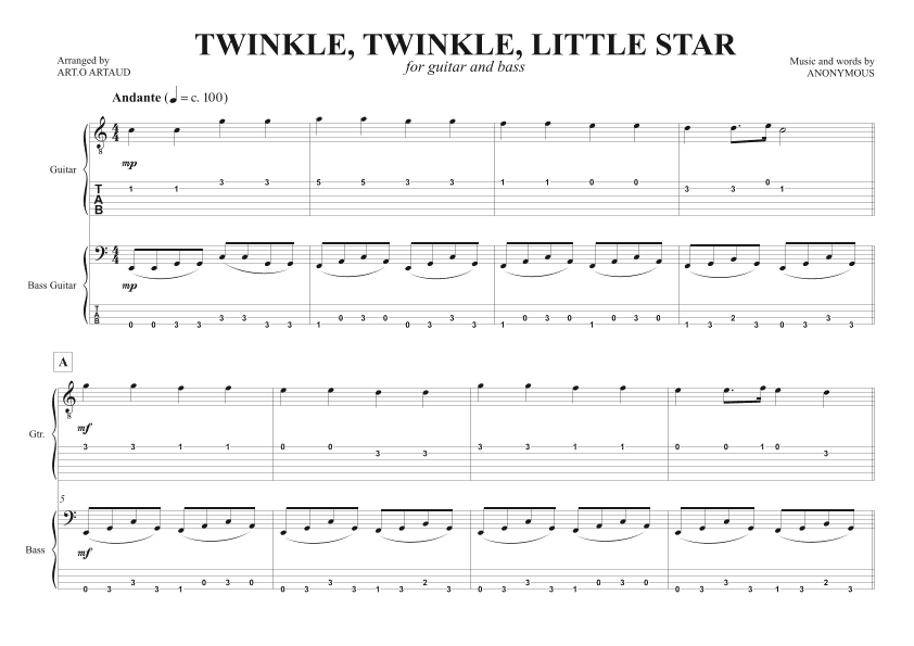 Twinkle Twinkle Little Star (arr. Art.o Artaud)
