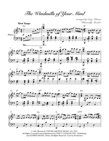The Windmills Of Your Mind (arr. Whimsically Macabre (ASCAP))