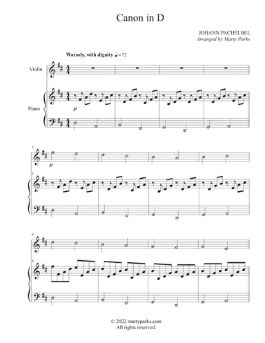 Canon in D (Violin-Piano) (arr. Marty Parks)