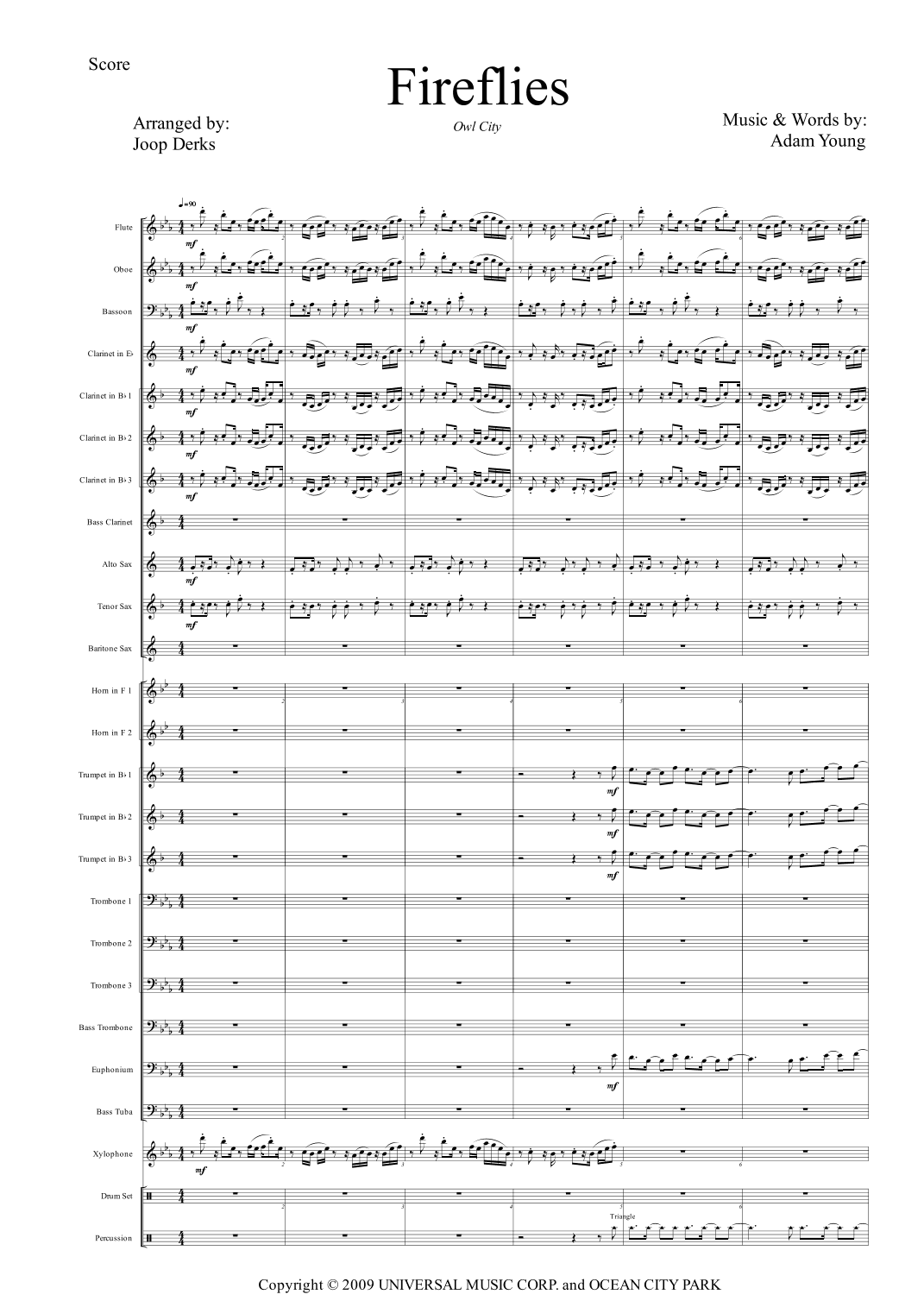 Fireflies (arr. Joop Derks)