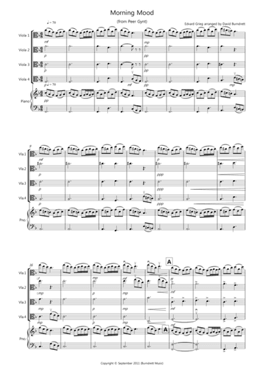 Morning Mood (from Peer Gynt) for Viola Quartet (arr. David Burndrett)