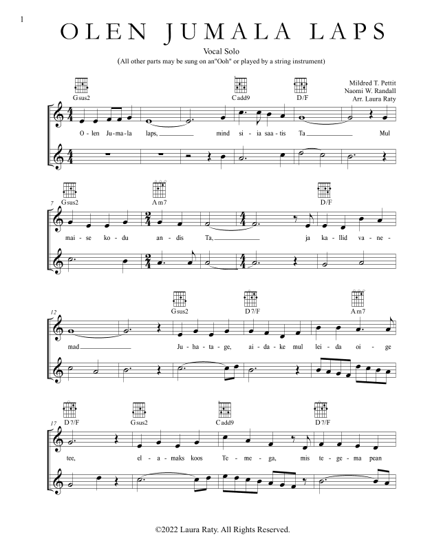 I am a Child of God (Olen Jumala Laps) (arr. Laura Raty)